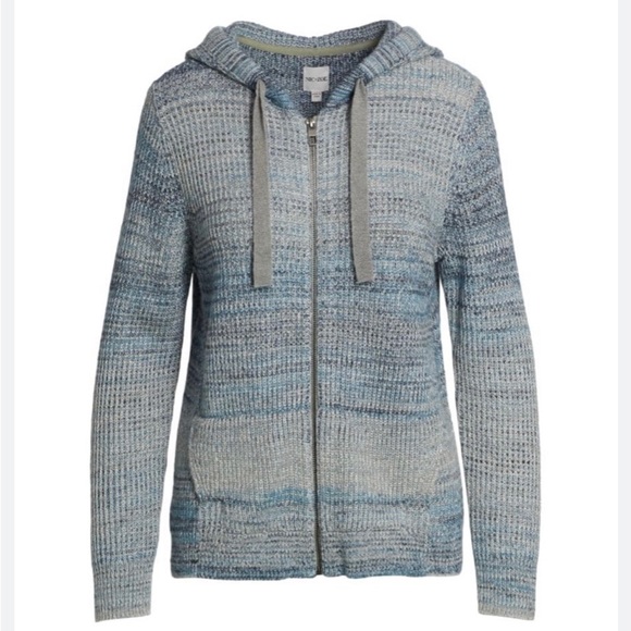 Nic+Zoe Autumn Sky Blue zip up hooded cardigan Great condition .Size Large. - Picture 4 of 9